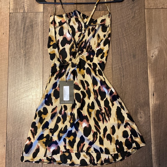 Leopard Print Cowl Neck Dress - Picture 2 of 3
